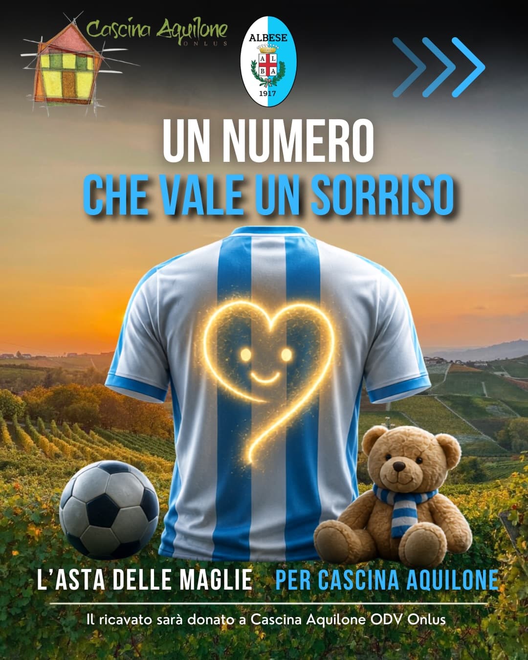 I giocatori dell’Albese 1917 hanno svolto l’asta per il numero di maglia e il ricavato sarà donato all’Onlus Cascina Aquilone ODV 🤍💙 Fai swipe!